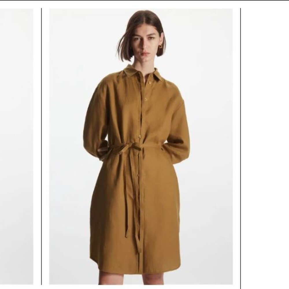 COS Linen Belted Shirt Dress Size 6